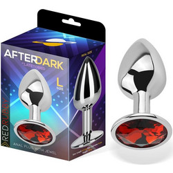 LateToBed Afterdark Πρωκτική Σφήνα Diamond Plug 8.2cm Ασημί Κόκκινη AD-292