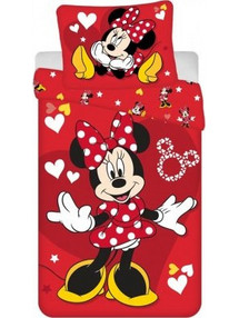 Disney Minnie Love & Stars Σετ Παιδική Παπλωματοθήκη Μονή Βαμβακερή 140x200 Κόκκινη