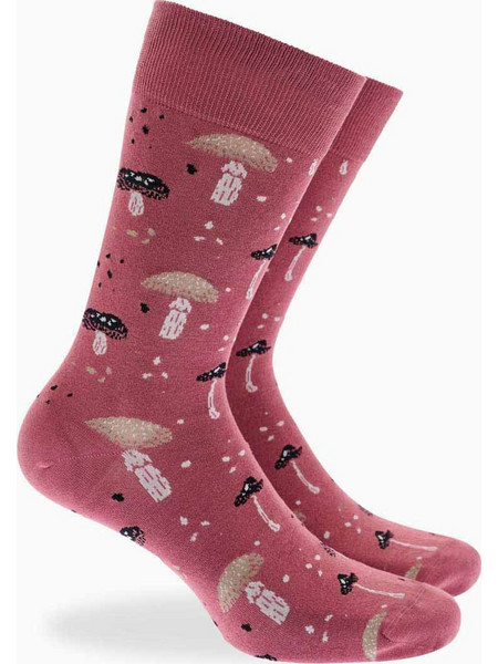 Walk Mushrooms Bamboo Ανδρικές Κάλτσες Ψηλές με Σχέδια Ροζ W304-47-61