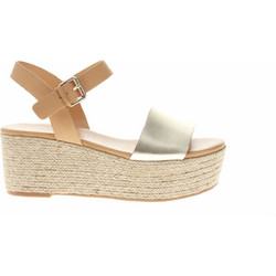 Nine West Καλοκαιρινές Γυναικείες Πλατφόρμες Ψηλές Μπεζ Χρυσές EMERSONLE-765