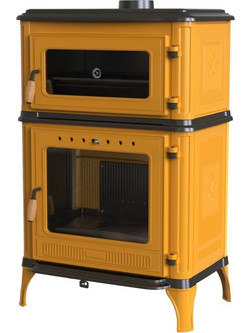 Thermozoff 8020 Μαντεμένια Ξυλόσομπα με Φούρνο 10.8kW Κίτρινη