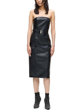 Karl Lagerfeld Midi Βραδινό Φόρεμα Δερμάτινο Μαύρο A4W13014-999