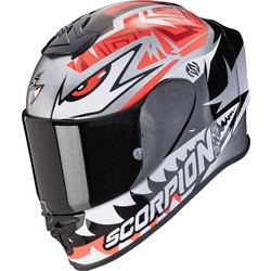 Scorpion Exo R1 Evo Silver Black Red Κράνος Μηχανής Full Face
