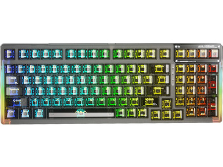 Aula F98 Ασύρματο Μηχανικό Gaming Πληκτρολόγιο RGB Transparent Black