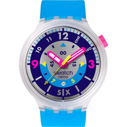 Swatch Neon Hielo Ανδρικό Ρολόι με Γαλάζιο Καουτσούκ Λουράκι SB01K400