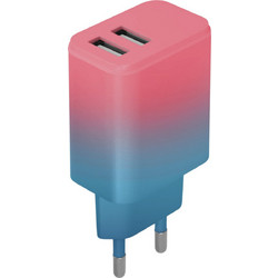 Setty Gradient Φορτιστής χωρίς Καλώδιο με 2 Θύρες USB-A 18W Power Delivery Pink Turquoise