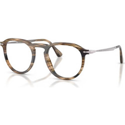 Persol PO3387V 1236 Ανδρικός Σκελετός Γυαλιών Οράσεως Κοκάλινος Μεταλλικός Ασημί Καφέ