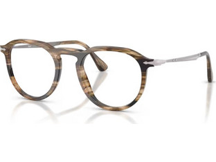 Persol PO3387V 1236 Ανδρικός Σκελετός Γυαλιών Οράσεως Κοκάλινος Μεταλλικός Ασημί Καφέ