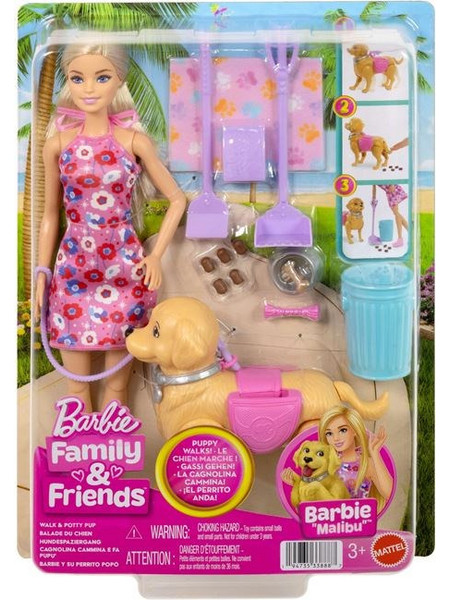 Mattel Barbie Family & Friends Malibu Βόλτα με Σκυλάκι