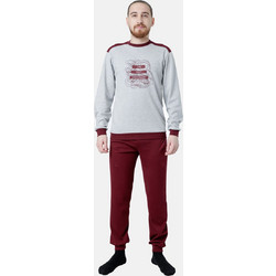 Dreams Χειμωνιάτικες Ανδρικές Πιτζάμες Fleece Γκρι Μπορντό 2578103