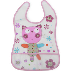 Cangaroo Happy Meal Αδιάβροχη Σαλιάρα Σιλικόνης με Αυτοκόλλητο & Τσέπη Ροζ