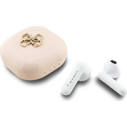 Guess 4G Metal Logo Pink Ακουστικά Bluetooth Earbud Ανθεκτικά στο Νερό