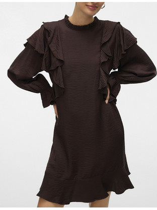 Vero Moda Mini Βραδινό Φόρεμα Μεταξωτό Σοκολατί 10335460