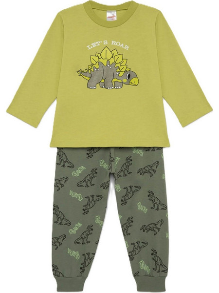 Minerva Παιδική Πιτζάμα Βαμβακερή Χειμωνιάτικη Lime Χακί 90-62468-820