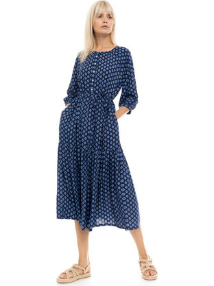 Pink Label Midi Φόρεμα Πλεκτό Navy Μπλε B483