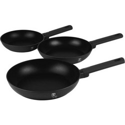 Berlinger Haus Matte Black Collection Σετ Τηγάνια Αλουμινίου με Αντικολλητική Επίστρωση Μαρμάρου 3τμχ BH-8195