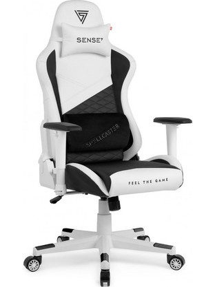 SENSE7 Spellcaster Senshi Edition Καρέκλα Gaming Δερματίνης με Ρυθμιζόμενα Μπράτσα Λευκή Μαύρη 109470875902659842701