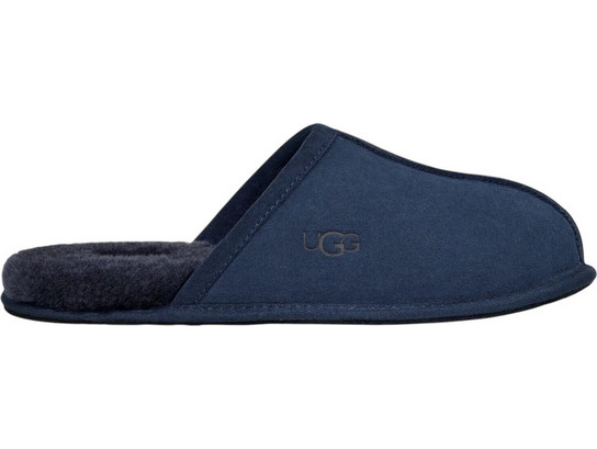 UGG Scuff Δερμάτινες Χειμερινές Ανδρικές Παντόφλες με Γούνα Navy Μπλε 1101111-DEOC