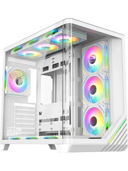 Armaggeddon Aquaron X-Curve Giga 10 White Gaming Mini Tower Κουτί Υπολογιστή RGB με Πλαϊνό Παράθυρο