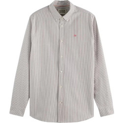Scotch & Soda Ανδρικό Πουκάμισο Βαμβακερό Ριγέ Μακρυμάνικο Κανονική Γραμμή Γκρι 181231-210