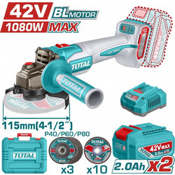 Total TAGLI4108112E Γωνιακός Τροχός Μπαταρίας 42V 115mm 2x2Ah