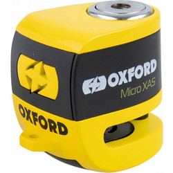 Oxford Micro XA5 LK213 Κλειδαριά Δισκόφρενου Μηχανής 5.5mm με Συναγερμό Κίτρινη Μαύρη