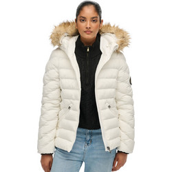 Superdry Γυναικείο Μπουφάν Χειμωνιάτικο Puffer Μακρύ Λευκό W5012000A-D2Y