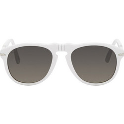Persol P.C.649A 111971 Ανδρικά Γυαλιά Ηλίου Aviator Κοκάλινα Λευκά με Μαύρο Φακό