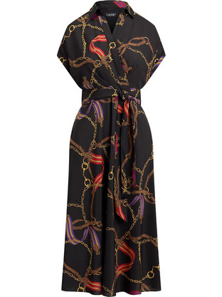 Lauren Ralph Lauren Midi Καλοκαιρινό Καθημερινό Φόρεμα Κρουαζέ Μαύρο 200P02008001-001