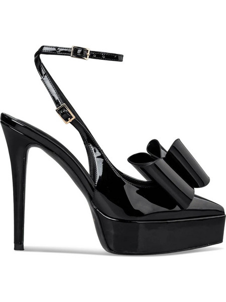 Envie Shoes Γόβες Slingback Λουστρίνι με Τακούνι Στιλέτο με Φιάπα & Φιόγκο Μαύρες E02-22251-34