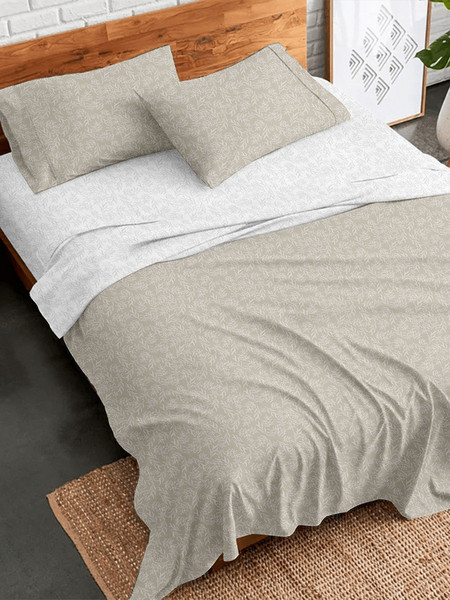 Palatex Σετ Σεντόνια Υπέρδιπλα Φανελένια 230x260 Stepp Botanic Beige Ecru