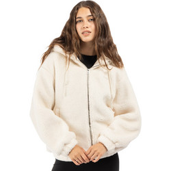 District75 Γυναικεία Ζακέτα Fleece Κοντή με Κουκούλα και Φερμουάρ Μπεζ 225WJA-628-092