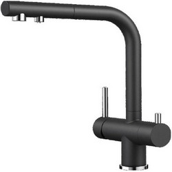 Blanco Fontas-S II 525200 Μπαταρία Κουζίνας Πάγκου Τριπλής Παροχής Ανάμεικτη Μαύρη