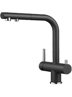 Blanco Fontas-S II 525200 Μπαταρία Κουζίνας Πάγκου Τριπλής Παροχής Ανάμεικτη Μαύρη