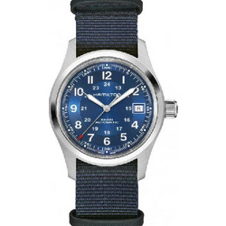 Hamilton Khaki Field NATO Ανδρικό Ρολόι Αυτόματο με Μπλε Υφασμάτινο Λουράκι H70455940
