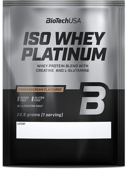 Biotech USA ISO Whey Platinum Cookies & Cream Πρωτεΐνη Ορού Γάλακτος Γράμμωσης Χωρίς Γλουτένη 22.5gr