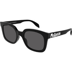 Alexander McQueen AMQ348S 001 Ανδρικά Γυαλιά Ηλίου Τετράγωνα Κοκάλινα Μαύρα με Μαύρο Φακό