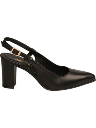 Ragazza Γόβες Slingback Δερμάτινες με Χοντρό Ψηλό Τακούνι Μαύρες 088