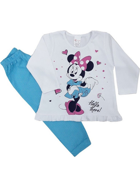 Beboulino Minnie Παιδική Πιτζάμα Βαμβακερή Χειμωνιάτικη Λευκή Γαλάζια 805-0828