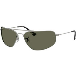 Ray-Ban RB3780 00458 Ανδρικά Γυαλιά Ηλίου Μάσκα Μεταλλικά Ασημί με Πράσινο Φακό