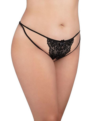 Milena By Paris Γυναικείο Sexy String με Δαντέλα Μαύρο 6647