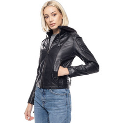 Leather 100 Γυναικείο Μπουφάν Χειμωνιάτικο Δερμάτινο Κοντό Μαύρο 49-W-LEXA