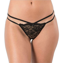 Mei Γυναικείο Sexy String με Δαντέλα Μαύρο 1180