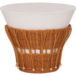 HomeMarkt PERRAL Βοηθητικό Τραπεζάκι Σαλονιού Στρογγυλό Πέτρινο με Rattan Βάση Φ42xΥ36cm HM18164.02S