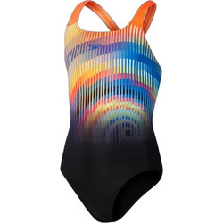 Speedo Digital Placement Powerback Αθλητικό Παιδικό Μαγιό Ολόσωμο για Κορίτσι Μαύρο Μπλε Κίτρινο 8003733-1760