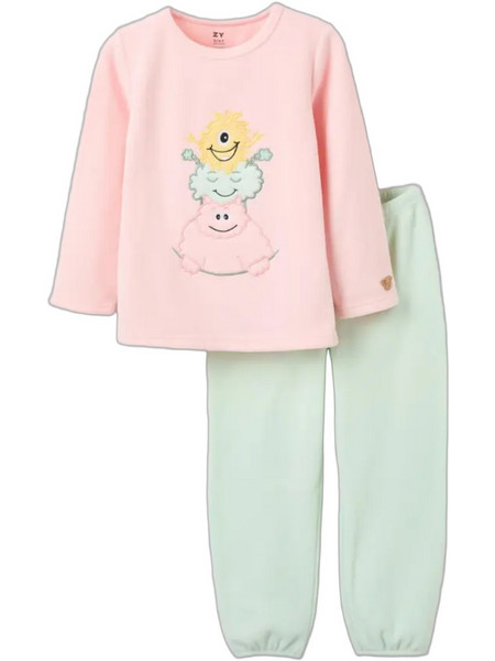Zippy Monsters Παιδική Πιτζάμα Fleece Χειμωνιάτικη Ροζ Πράσινο Mint 31074449013