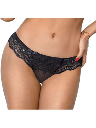 Axami Γυναικείο Sexy String με Δαντέλα Μαύρο V-8628