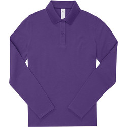 B&C Collection Γυναικεία Μπλούζα Polo Μακρυμάνικη Μωβ PW462