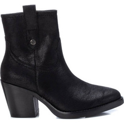 Refresh Γυναικεία Μποτάκια Cowgirl Suede Μαύρα με Χοντρό Χαμηλό Τακούνι 171488