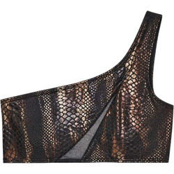 Bluepoint Bikini Top με Έναν Ώμο Animal Print Μαύρο Καφέ 26066074-18